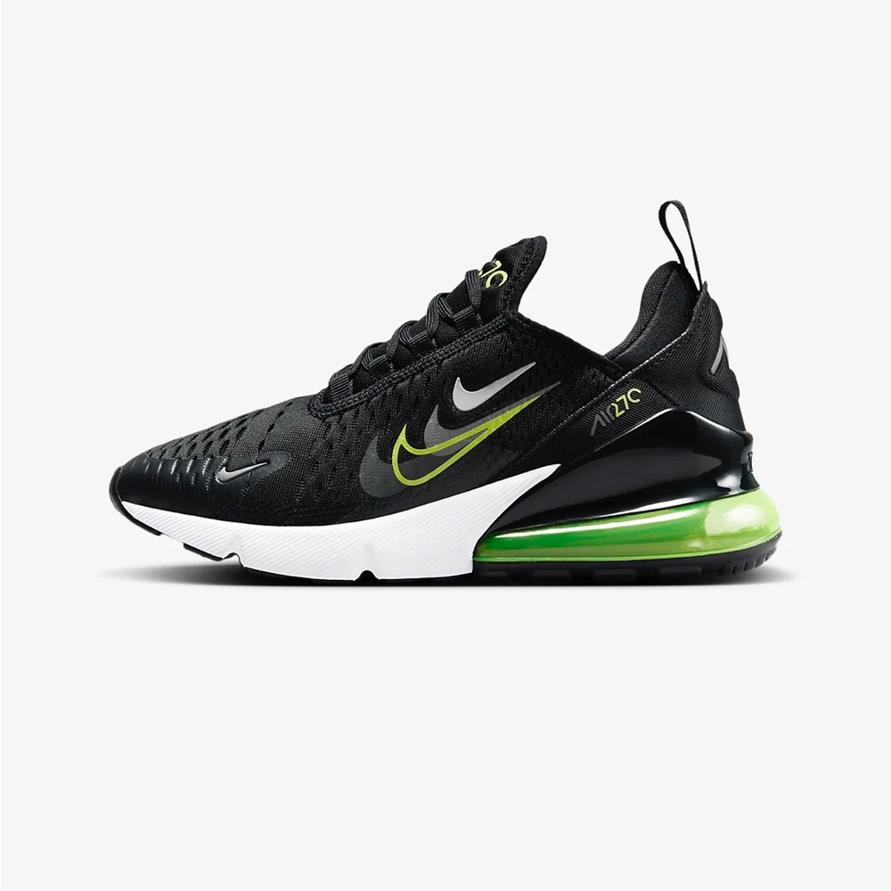 Nike Kids Air Max 270 Sneaker Black White Neon Green